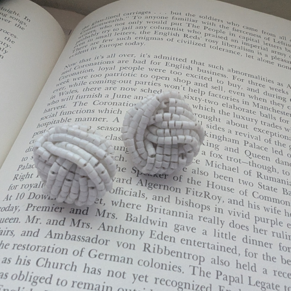 Elegant White Beaded Earrings